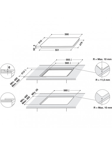 Plaque induction WHIRLPOOL WBB8360NE