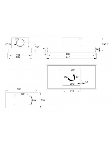 Hotte plafond ROBLIN AQUA 900