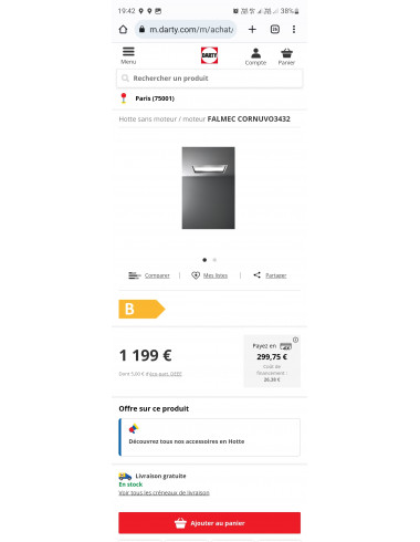 Hotte plafond FALMEC NUVOLA 90