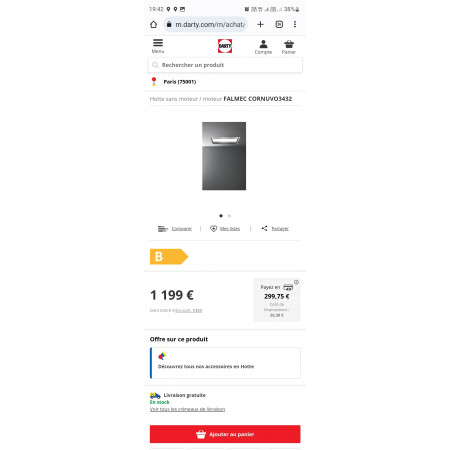 Hotte plafond FALMEC NUVOLA 90