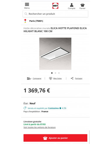 Hotte plafond ELICA HILIGHT-X H16