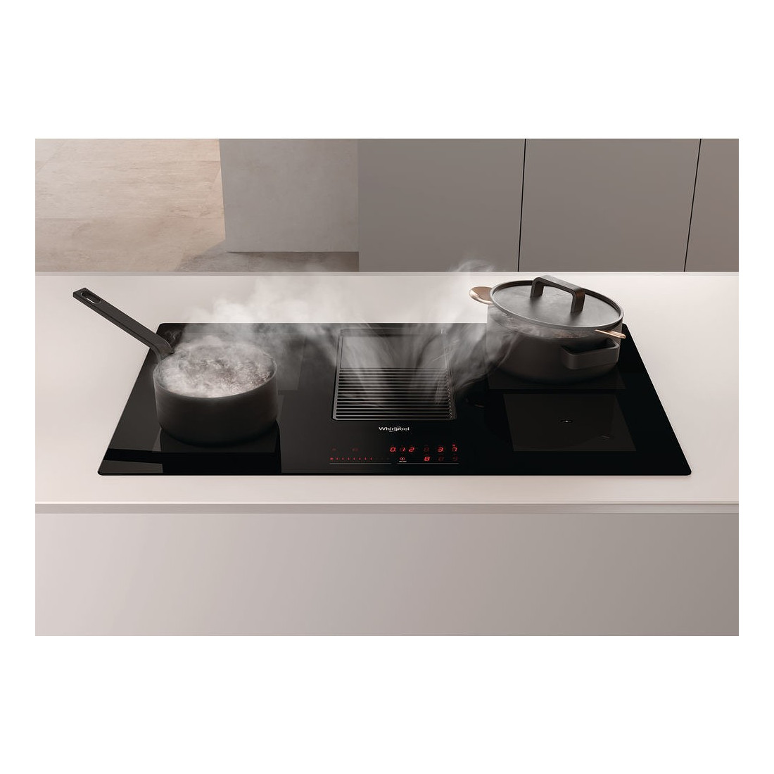 Plaque de cuisson induction encastrable avec hotte intégrée 70cm, 4 foyers  avec une zone flex, 7400W - Franke - noir