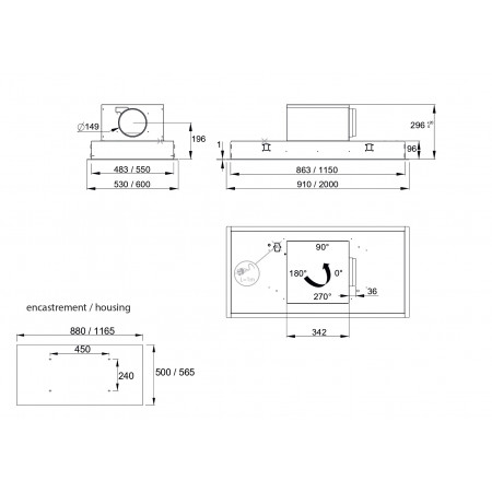 Hotte plafond ROBLIN HIGH CONFIDENCE PLUS 900