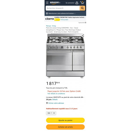 Piano de cuisson SMEG SCB92MX8