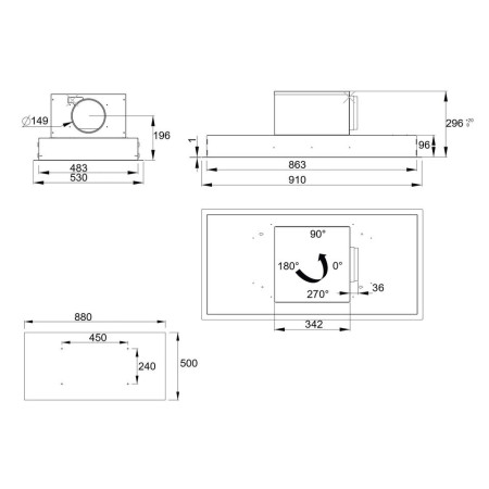 Hotte plafond ROBLIN AQUA 900 NOIR