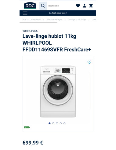 Lave linge Frontal WHIRLPOOL FFDD11469SVFR