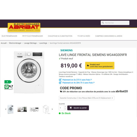 Lave linge Frontal SIEMENS WG44G009FR