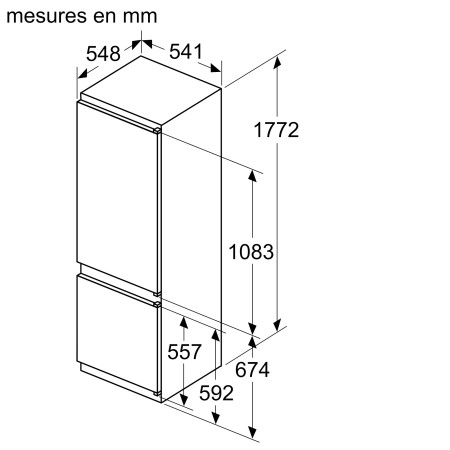 Réfrigérateur congélateur encastrable BOSCH KIV87NSE0