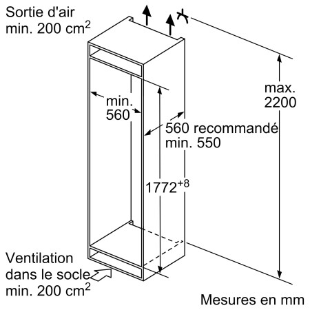 Réfrigérateur congélateur encastrable BOSCH KIV87NSE0