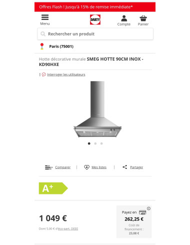 Hotte murale SMEG KD90HXE