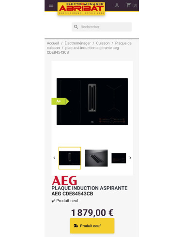 Plaque induction avec hotte intégrée AEG CDE84543CB