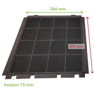 Filtre à charbon 305x265mm AIRFORCE AFFCA267, AFCFCA267, AFFCAF153 2