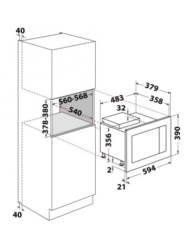Four micro-ondes encastrable WHIRLPOOL WMF250G