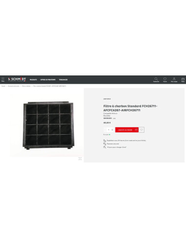 Filtre à charbon 305x265mm AIRFORCE AFFCA267, AFCFCA267, AFFCAF153