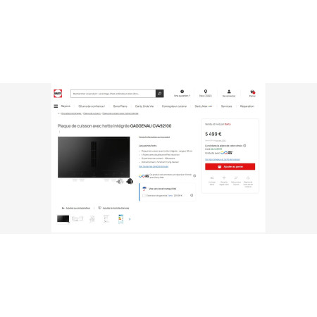 Plaque induction avec hotte intégrée GAGGENAU CV492100