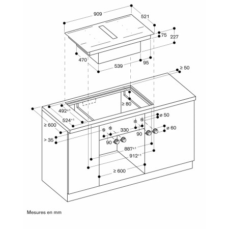 Plaque induction avec hotte intégrée GAGGENAU CV492100