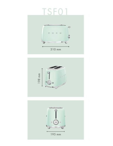 Toaster / Grille-pain 2 tranches RETRO Années 50 SMEG TSF01