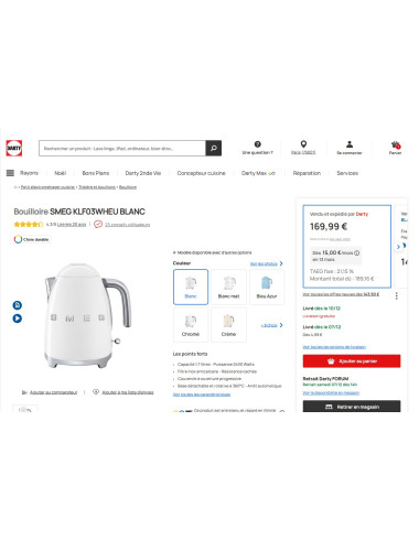 Bouilloire RETRO Années 50 SMEG KLF03