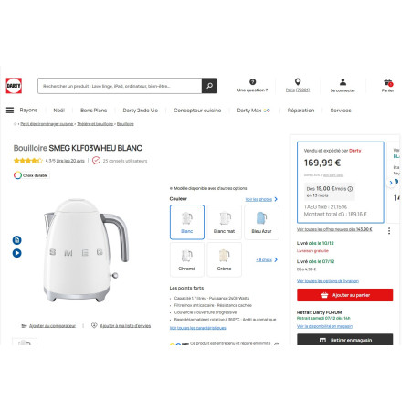 Bouilloire RETRO Années 50 SMEG KLF03