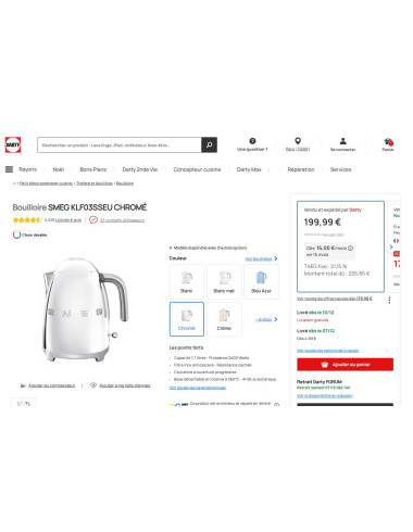 Bouilloire RETRO Années 50 SMEG KLF03