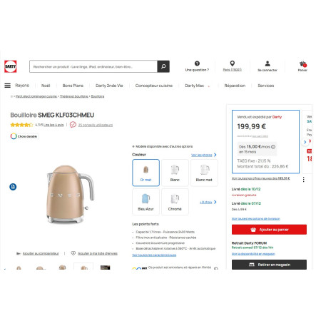 Bouilloire RETRO Années 50 SMEG KLF03