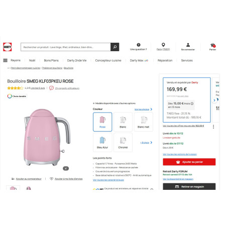 Bouilloire RETRO Années 50 SMEG KLF03