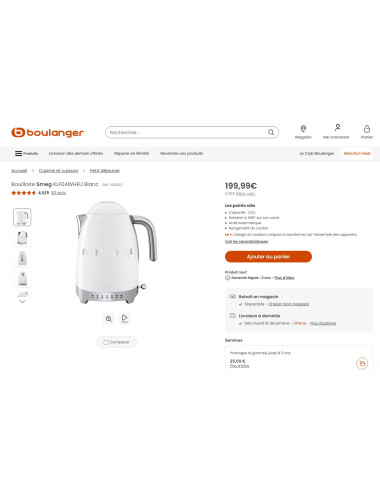 Bouilloire à température réglable RETRO Années 50 SMEG KLF04