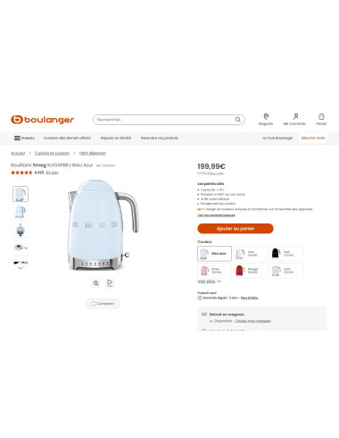 Bouilloire à température réglable RETRO Années 50 SMEG KLF04