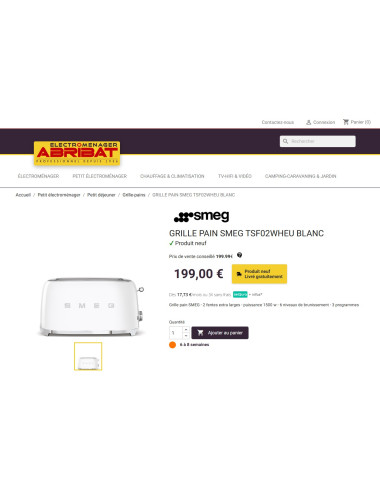 Toaster / Grille-pain 4 tranches RETRO Années 50 SMEG TSF02