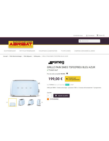Toaster / Grille-pain 4 tranches RETRO Années 50 SMEG TSF02