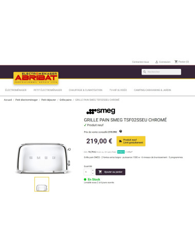 Toaster / Grille-pain 4 tranches RETRO Années 50 SMEG TSF02