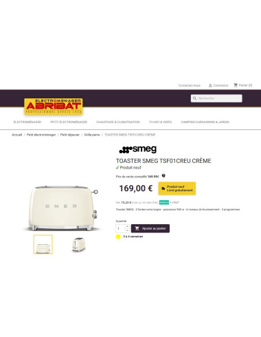 Toaster / Grille-pain 2 tranches RETRO Années 50 SMEG TSF01