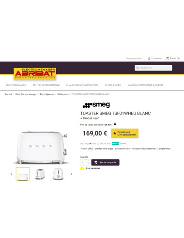 Toaster / Grille-pain 2 tranches RETRO Années 50 SMEG TSF01