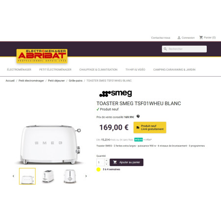 Toaster / Grille-pain 2 tranches RETRO Années 50 SMEG TSF01