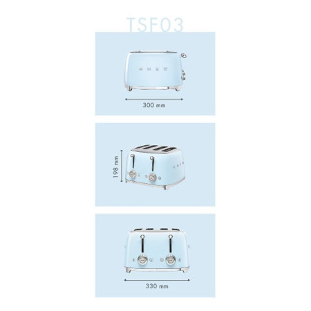 Toaster / Grille-pain 4 fentes RETRO Années 50 SMEG TSF03
