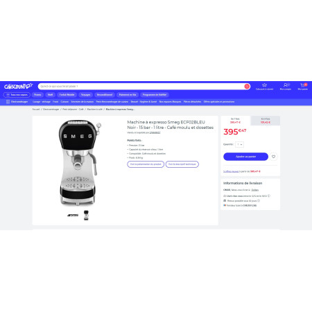 Machine à Expresso RETRO Années 50 SMEG ECF02