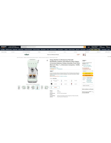 Machine à Expresso RETRO Années 50 SMEG ECF02