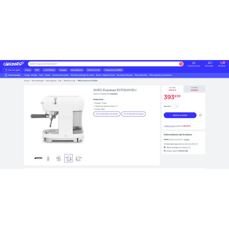 Machine à Expresso RETRO Années 50 SMEG ECF02