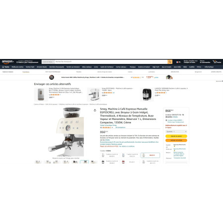 Machine à café avec broyeur RETRO Années 50 SMEG EGF03