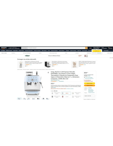 Machine à café avec broyeur RETRO Années 50 SMEG EGF03