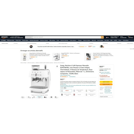 Machine à café avec broyeur RETRO Années 50 SMEG EGF03