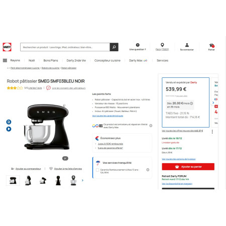 Robot pâtissier sur socle RETRO Années 50 SMEG SMF03