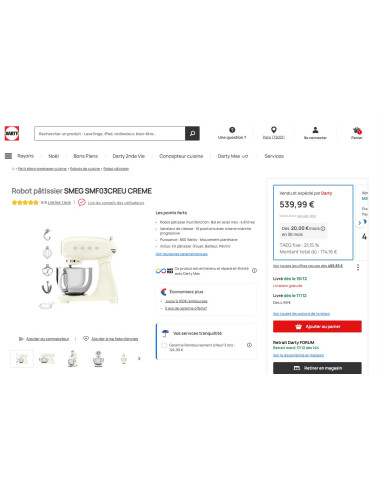 Robot pâtissier sur socle RETRO Années 50 SMEG SMF03