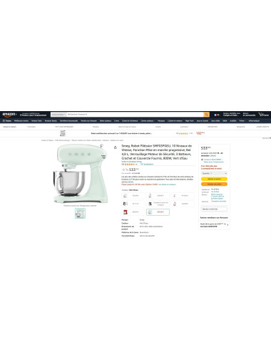 Robot pâtissier sur socle RETRO Années 50 SMEG SMF03