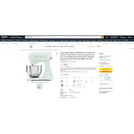 Robot pâtissier sur socle RETRO Années 50 SMEG SMF03