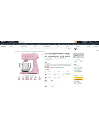 Robot pâtissier sur socle RETRO Années 50 SMEG SMF03