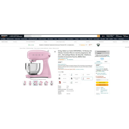 Robot pâtissier sur socle RETRO Années 50 SMEG SMF03