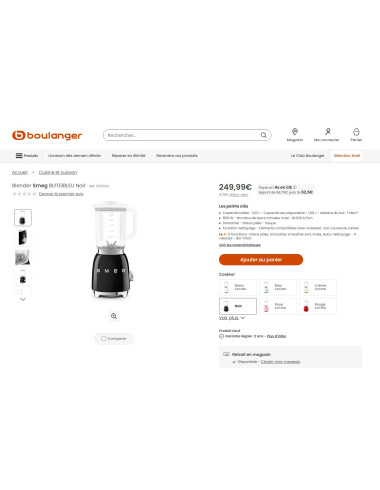 Blender RETRO Années 50 SMEG BLF03