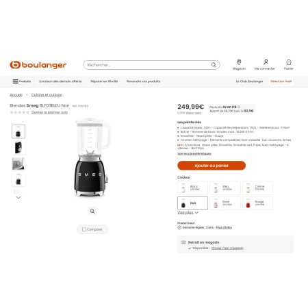 Blender RETRO Années 50 SMEG BLF03