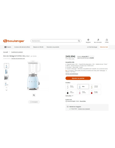 Blender RETRO Années 50 SMEG BLF03